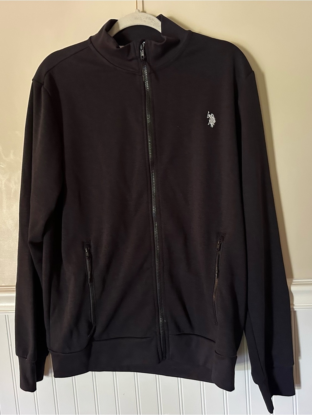 U.S. Polo Assn. Men's Black Full-Zip Jacket with Embroidered Logo